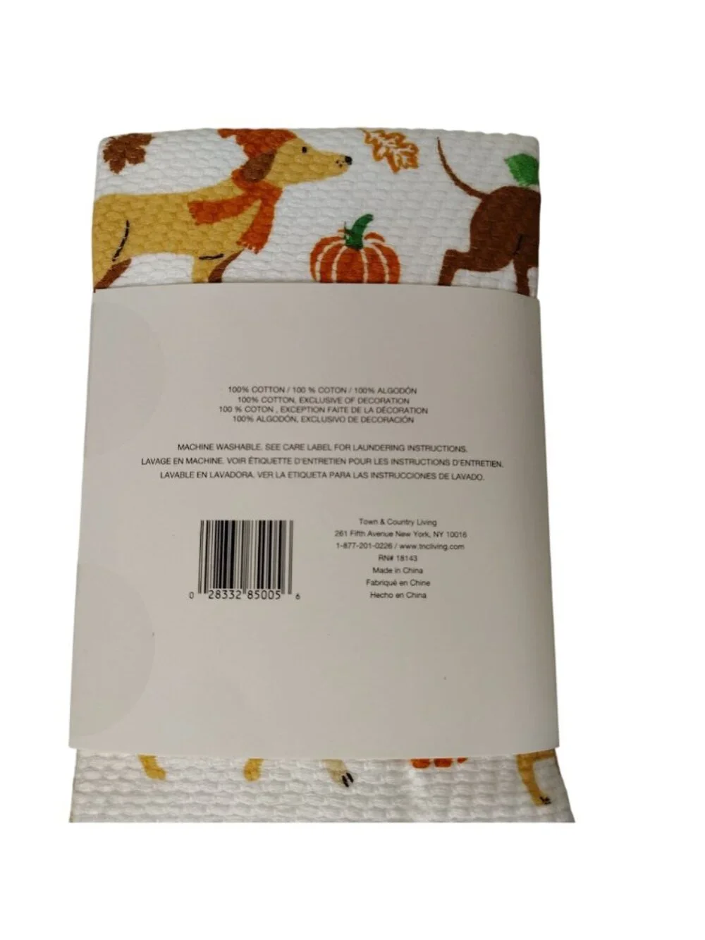Town and Country Living 3 Pack Dog Print Kitchen Towels 16x28 Cotton Fall Decor